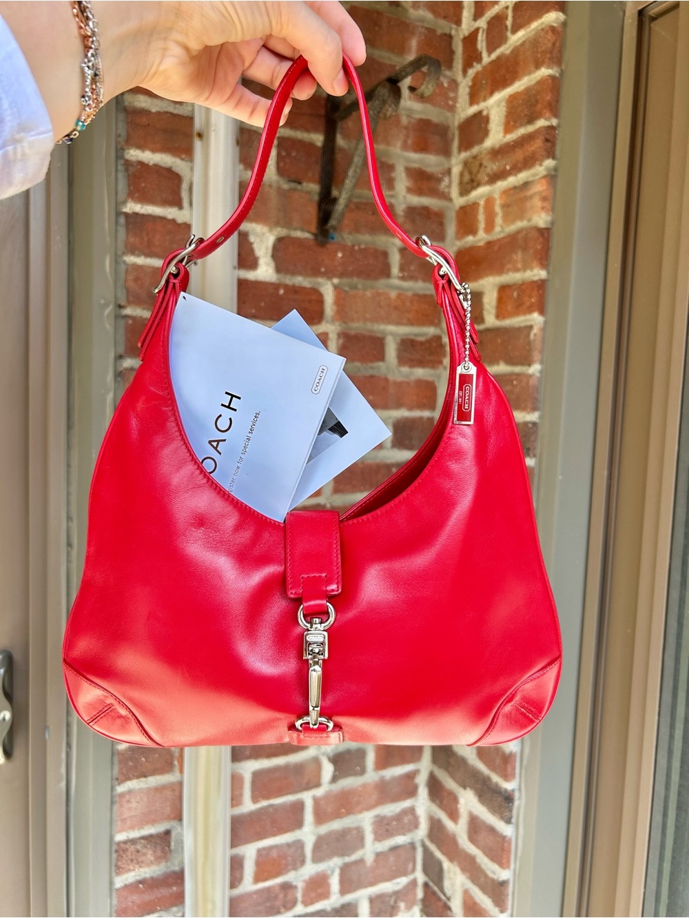 Vintage coach small hobo bag red lambskin leather style 8928 y2k retro fall NWT